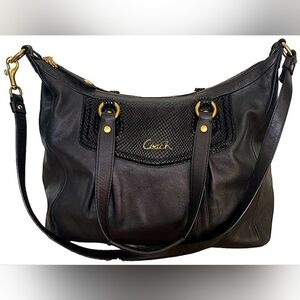 Coach Ashley Leather Python Pleated Shoulder Bag Crossbody Strap